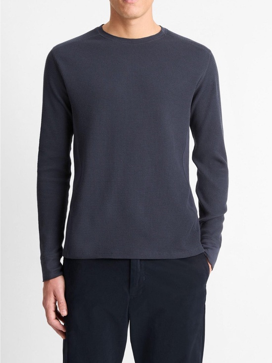 Vince Other - Vince Men’s Pima Cotton-Blend Thermal Long-Sleeve Pullover Cozy Layer Waffle